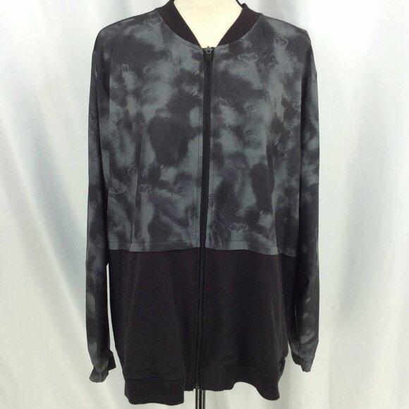 Tek Gear DryTek Plus Size Mixed Media Windbreaker Jacket Womens 1X Black Workout - Picture 3 of 11